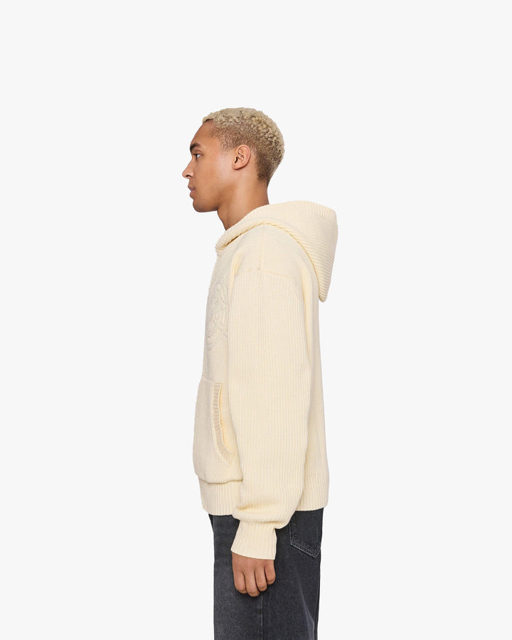 V-LOGO KNIT ZIP HOODIE BEIGE