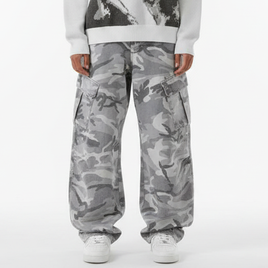 Camouflage Wide-Leg Pants