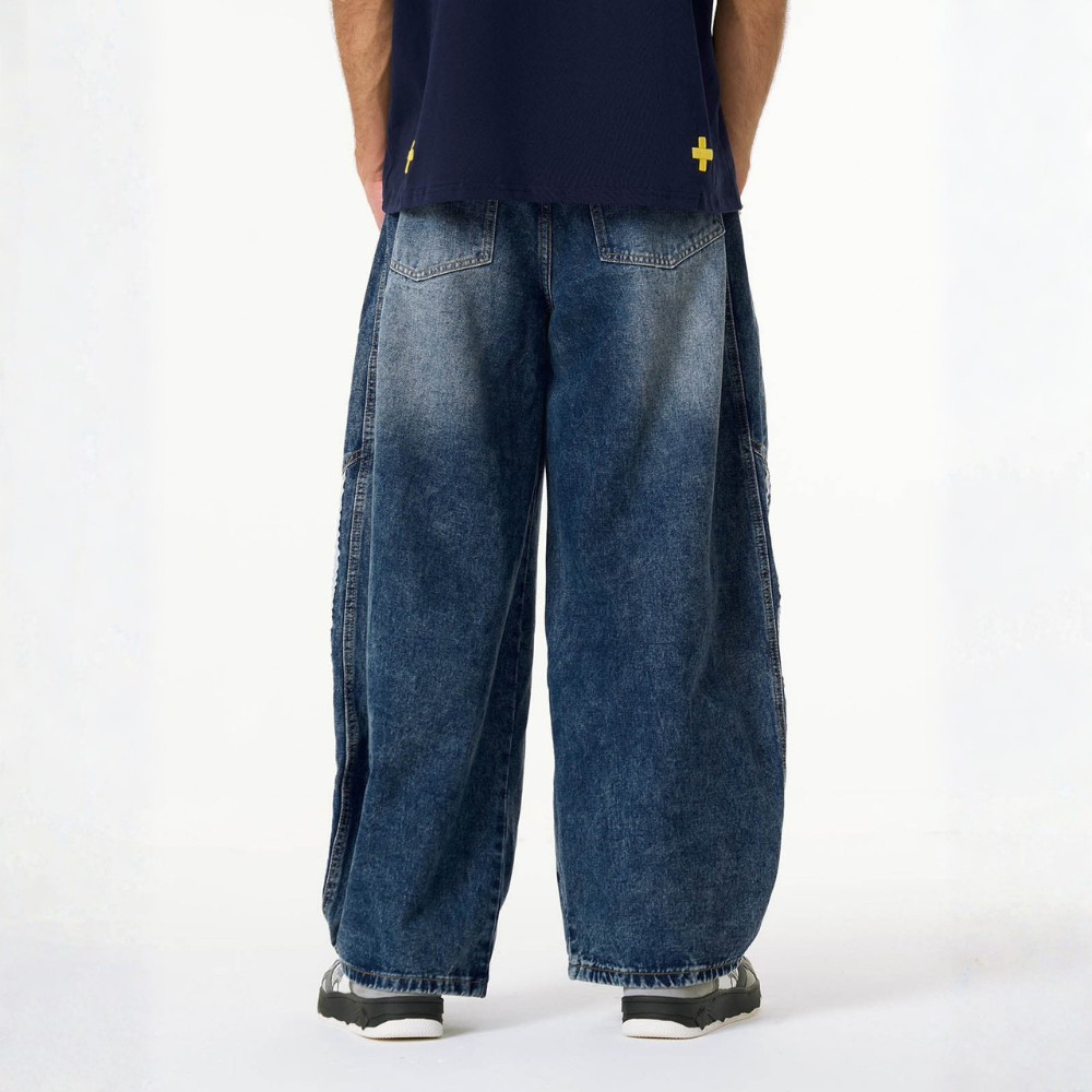 Denim Striped Barrel Jeans