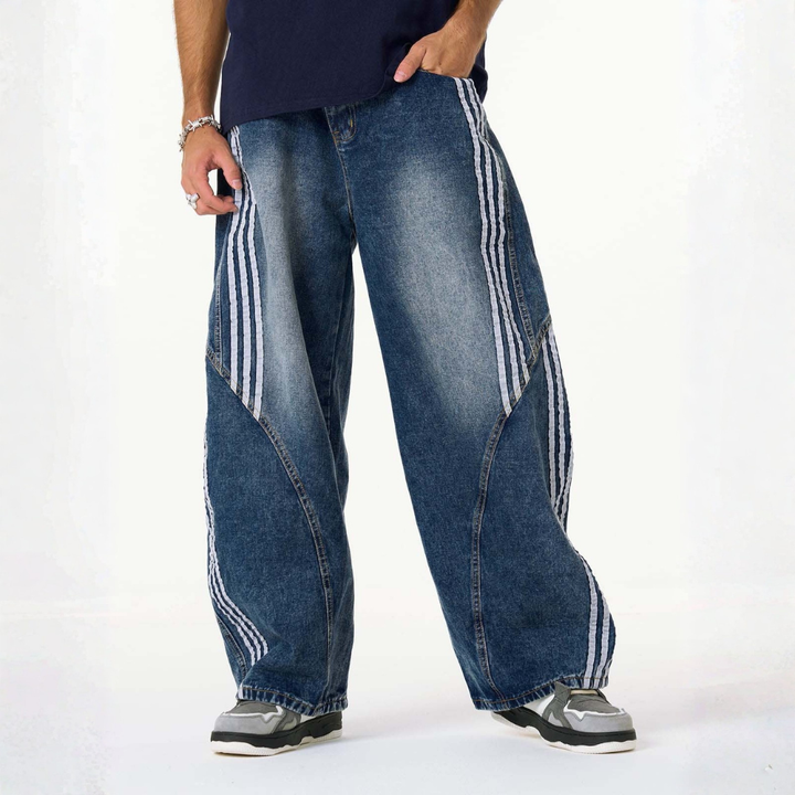 Denim Striped Barrel Jeans