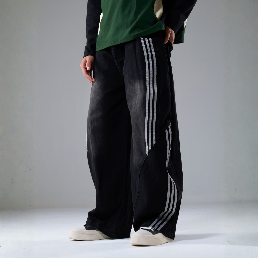 Denim Striped Barrel Jeans