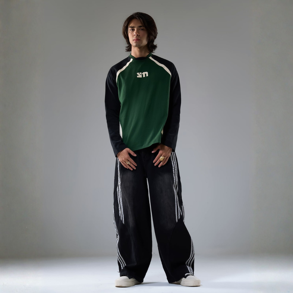 Denim Striped Barrel Jeans