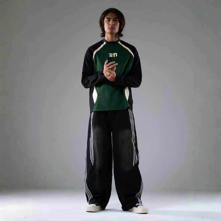 Denim Striped Barrel Jeans