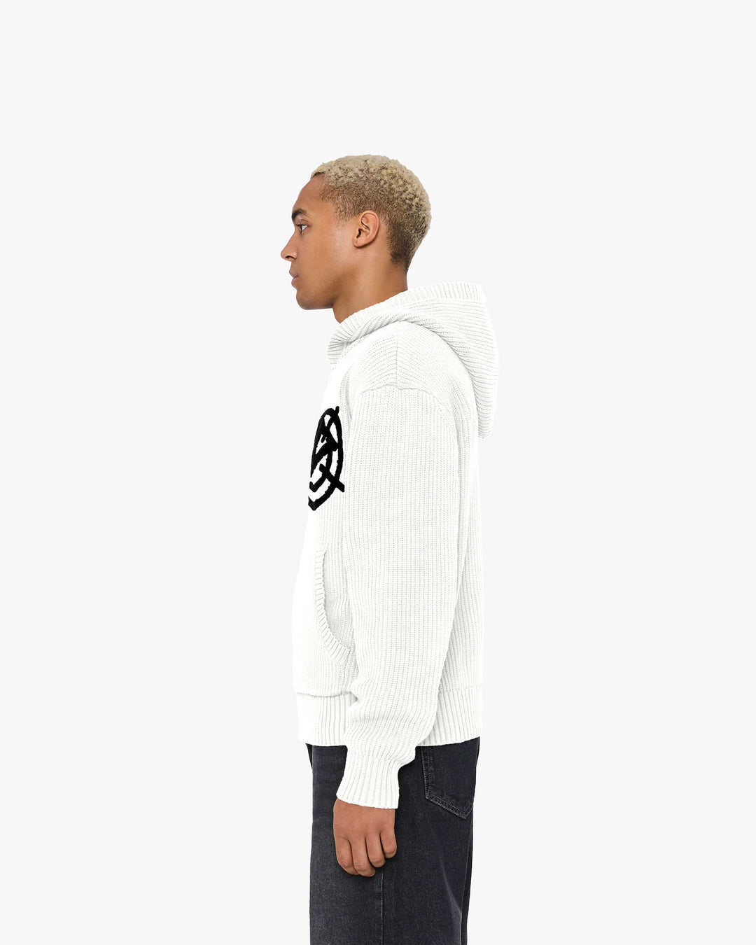 V-LOGO KNIT ZIP HOODIE WHITE