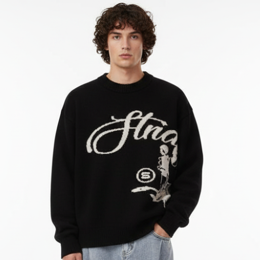 'Structure' Graphic Knitted Sweater