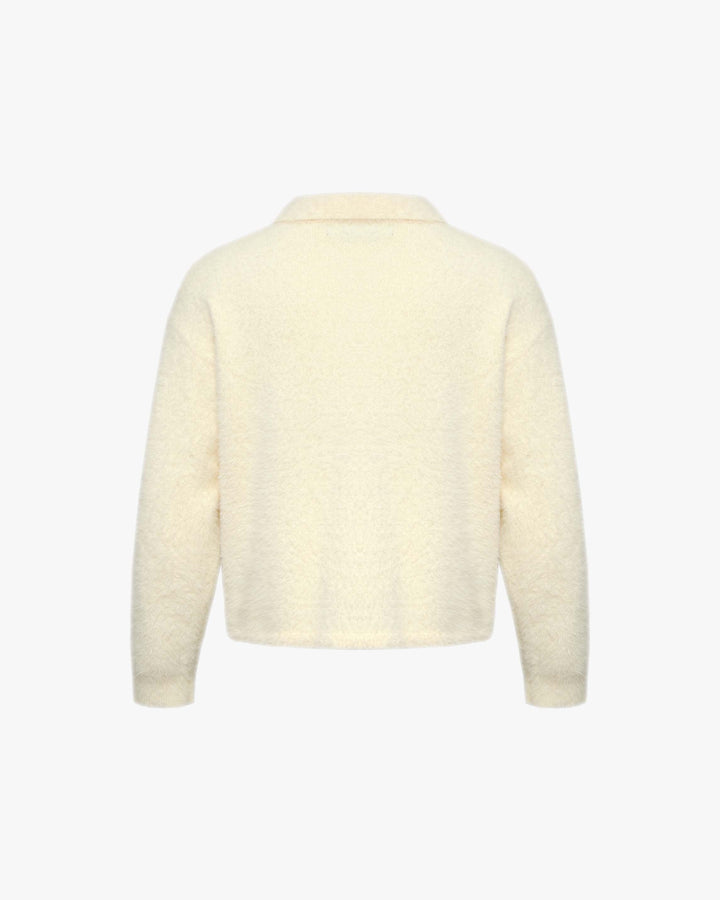 FAUX MINK POLO SWEATER CREAM