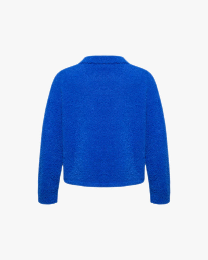 FAUX MINK POLO SWEATER ROYAL BLUE