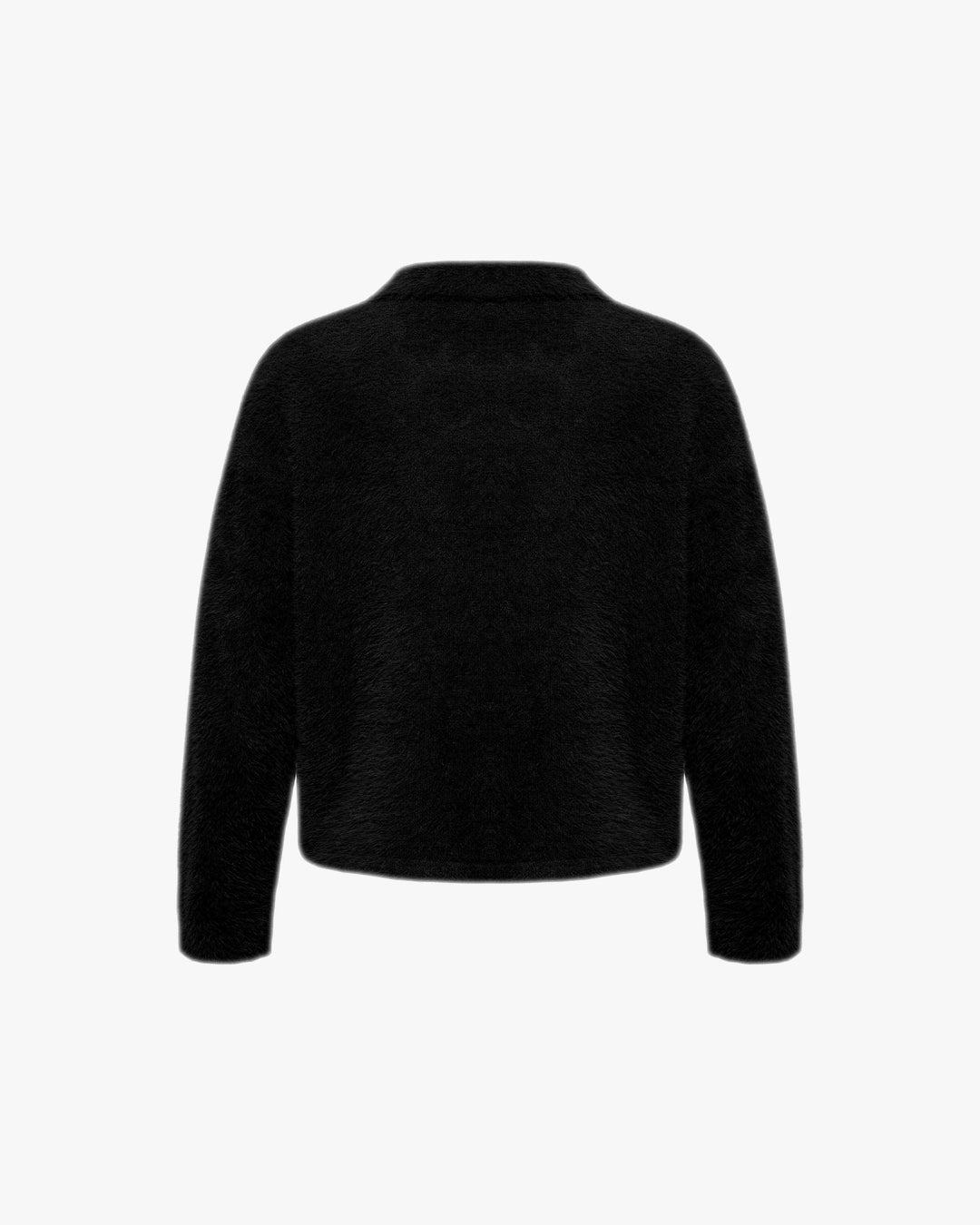 FAUX MINK POLO SWEATER BLACK