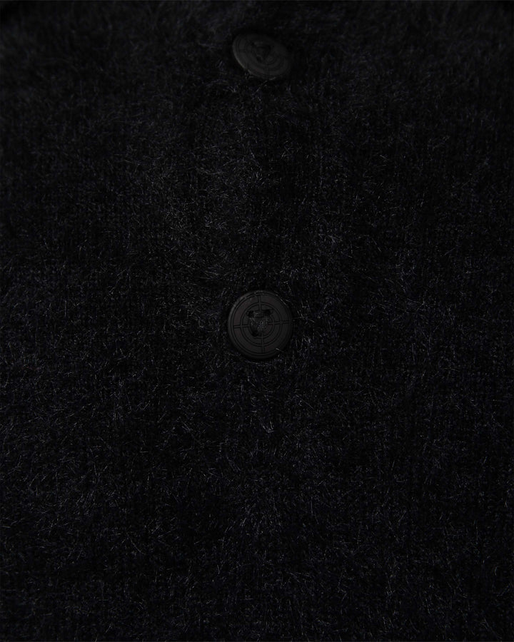 FAUX MINK POLO SWEATER BLACK