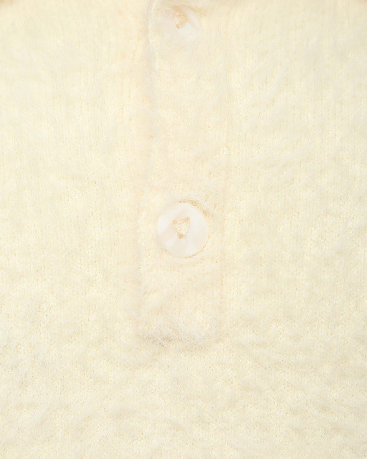 FAUX MINK POLO SWEATER CREAM