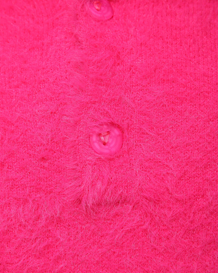 FAUX MINK POLO SWEATER FLAMINGO