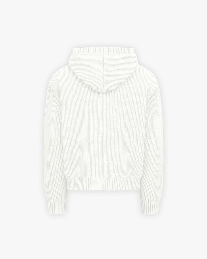 V-LOGO KNIT ZIP HOODIE WHITE