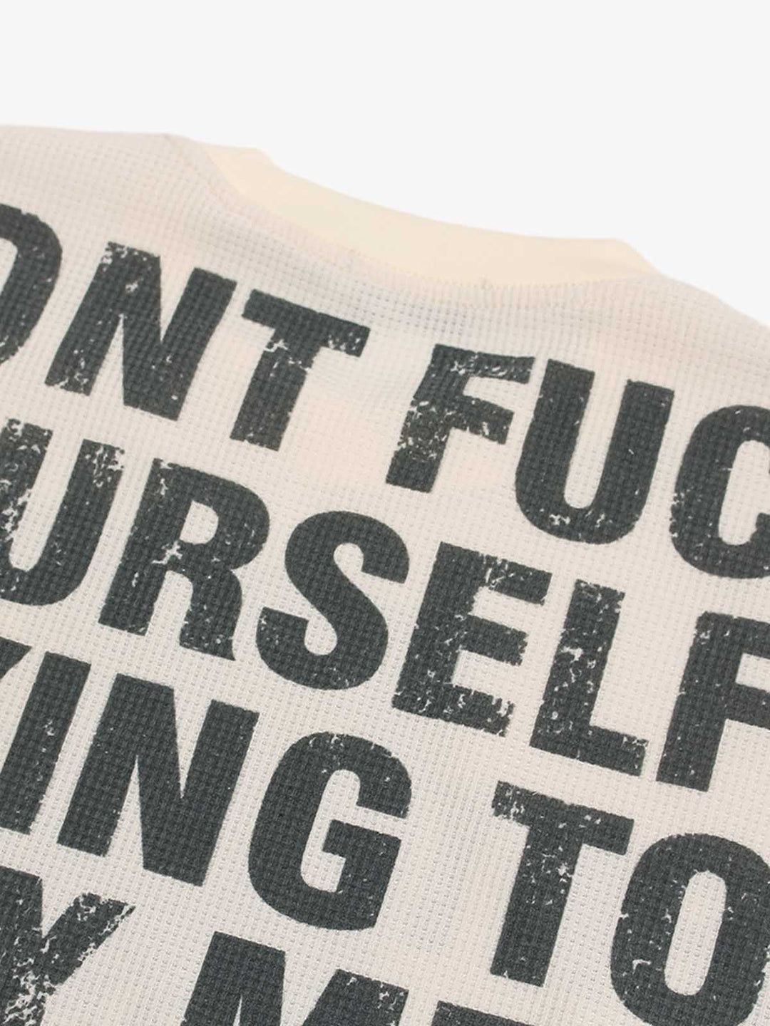 Waffle Knit Graphic Print Crewneck Sweatshirt